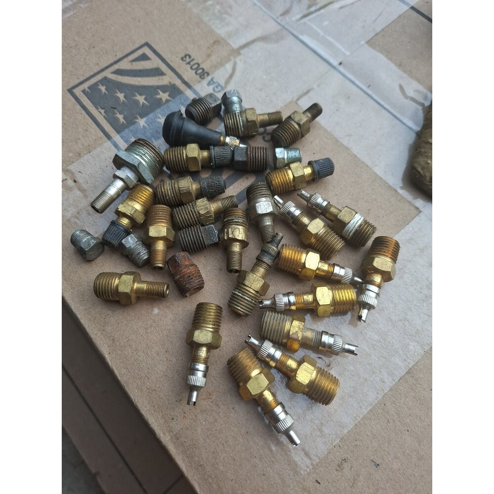 Vintage Mixed Lot Brass Schrader Tank Valves Tire Valve Stems Air Compressor...